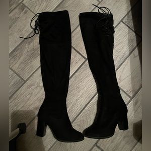 Knee high boots with ties